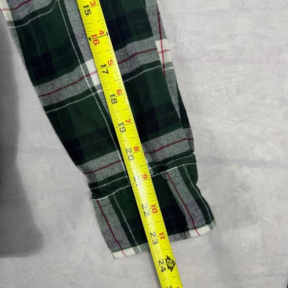 St Johns Bay Button Up Flannel Shirt Mens Green White Plaid Classic Size L - Picture 13 of 14